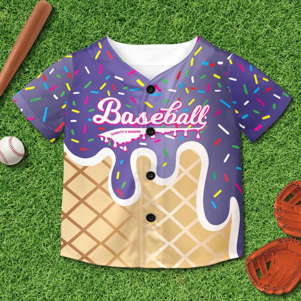 Ice Cream - Purple - Dugouts N Dingers - Kids and Youth Baseball Jersey Without Piping