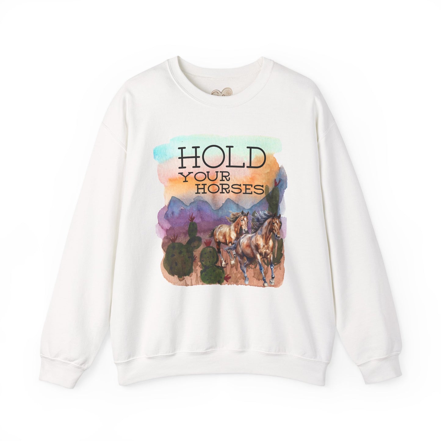 Hold Your Horses Unisex Crewneck Sweatshirt – Rustic Casual Wear
