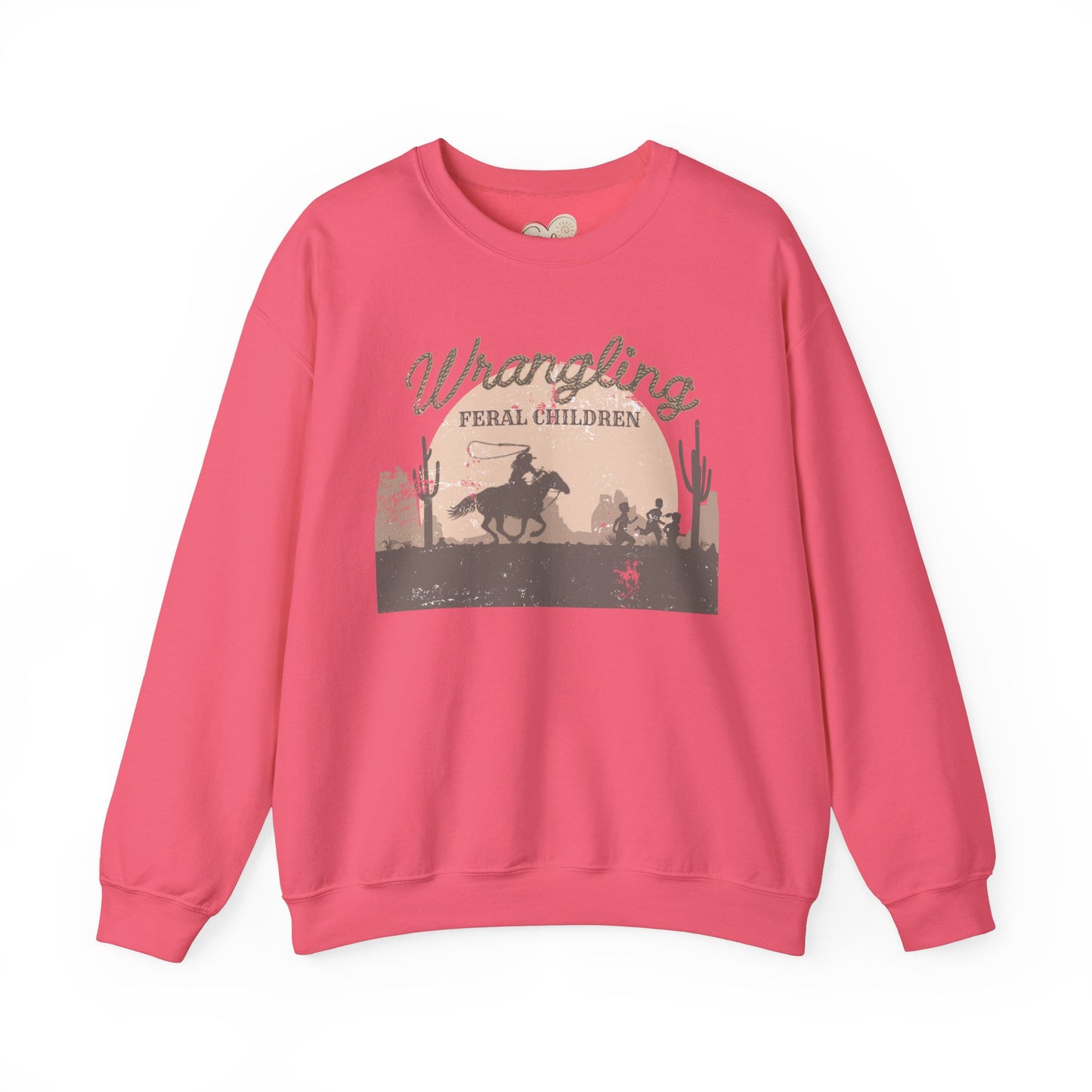 Wrangling Feral Children Crewneck Sweatshirt, Cozy Unisex Sweater, Western Style, Gift for Cowboy Lovers, Casual Everyday