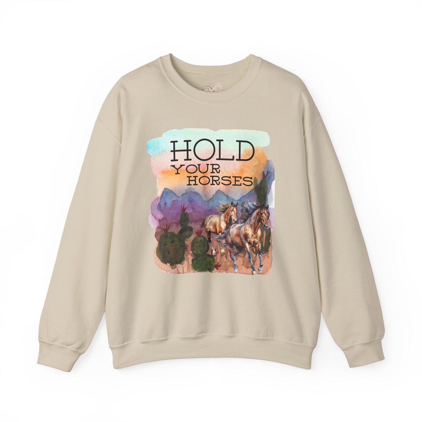 Hold Your Horses Unisex Crewneck Sweatshirt – Rustic Casual Wear