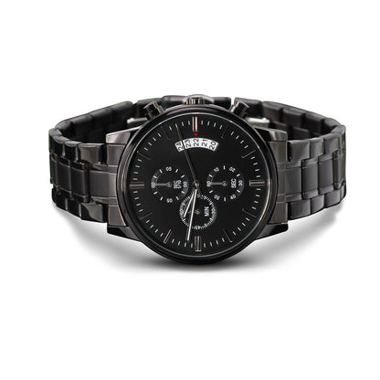 Personalized Black Chronograph Watch for Men – Custom Engraved Gift for Husband, Dad, Groomsmen, Anniversary or Father's Day