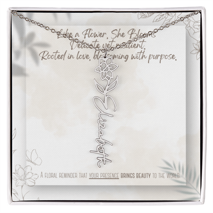 Personalized Flower Name Necklace – Custom Gold or Silver Name Jewelry, Dainty Floral Pendant Gift for Her, Bridesmaid, Birthday or Mother's Day