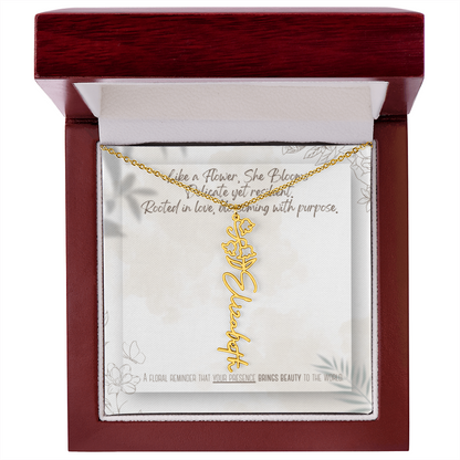 Personalized Flower Name Necklace – Custom Gold or Silver Name Jewelry, Dainty Floral Pendant Gift for Her, Bridesmaid, Birthday or Mother's Day