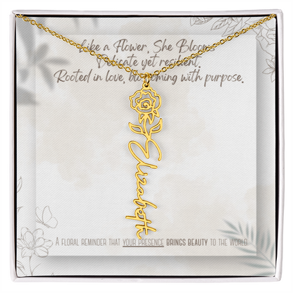 Personalized Flower Name Necklace – Custom Gold or Silver Name Jewelry, Dainty Floral Pendant Gift for Her, Bridesmaid, Birthday or Mother's Day
