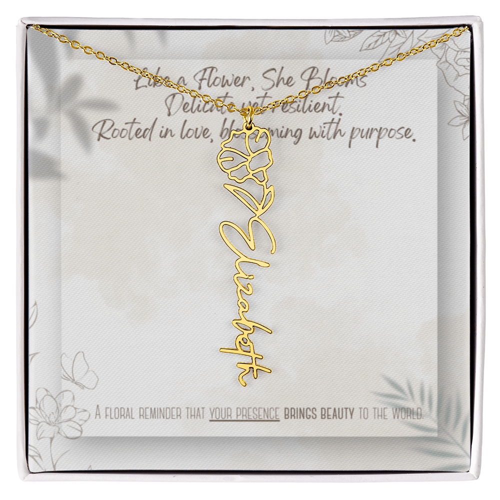 Personalized Flower Name Necklace – Custom Gold or Silver Name Jewelry, Dainty Floral Pendant Gift for Her, Bridesmaid, Birthday or Mother's Day