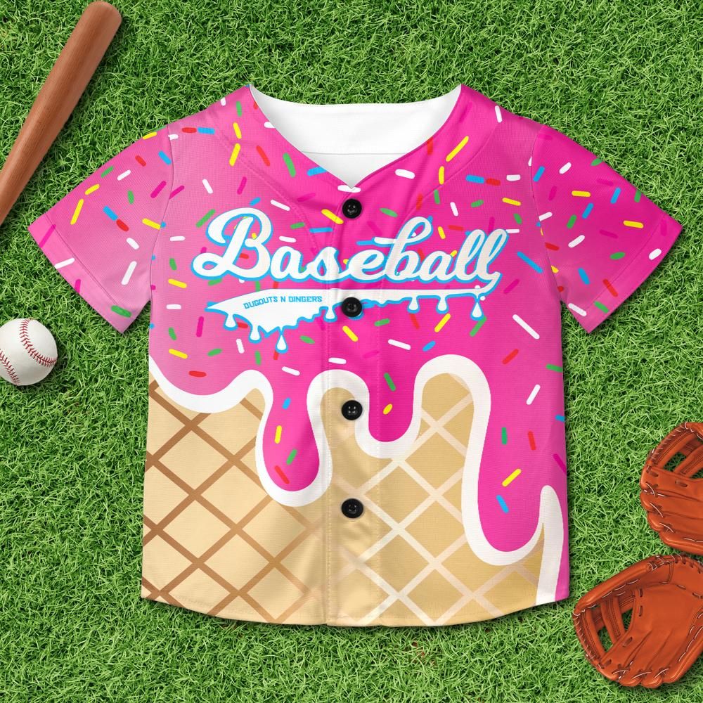 Ice Cream - Pink - Dugouts N Dingers Kids and Youth Baseball Jersey Without Piping