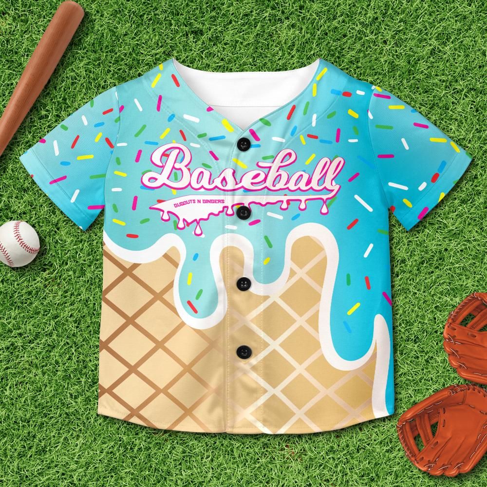 Ice Cream - Blue - Dugouts N Dingers Kids and Youth Baseball Jersey Without Piping