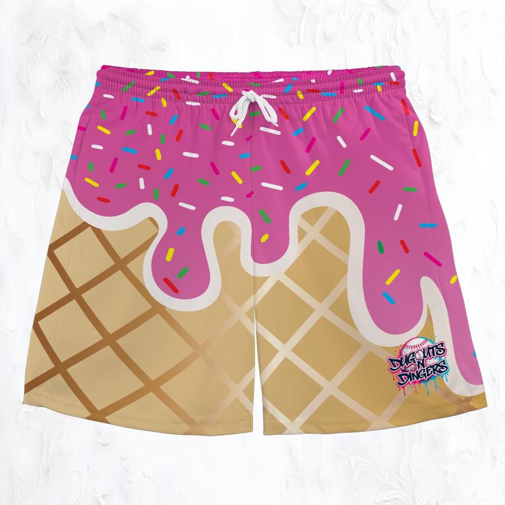 Dugouts N Dingers - Pink Ice Cream - Adult Shorts
