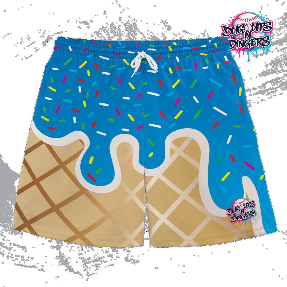 Dugouts N Dingers - Blue Ice Cream - Adult Shorts