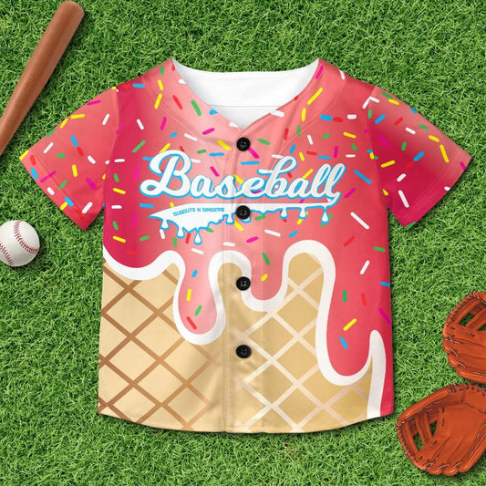 Ice Cream - Red - Dugouts N Dingers - Kids and Youth Baseball Jersey Without Piping