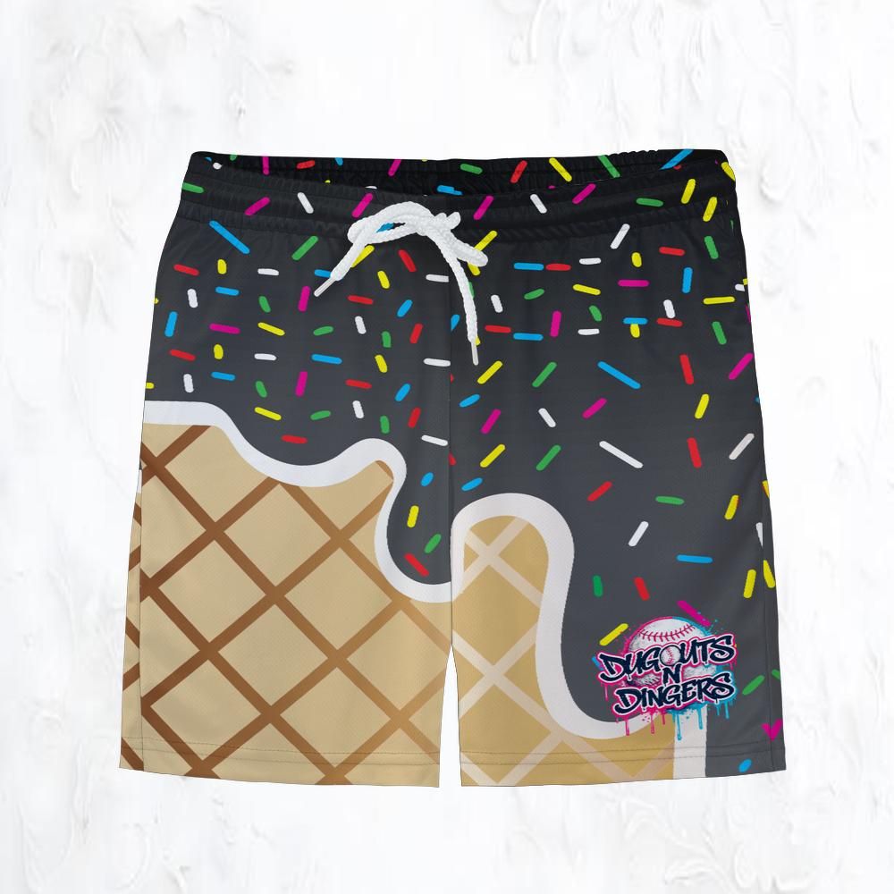 Dugouts N Dingers - Black Ice Cream - Youth Shorts