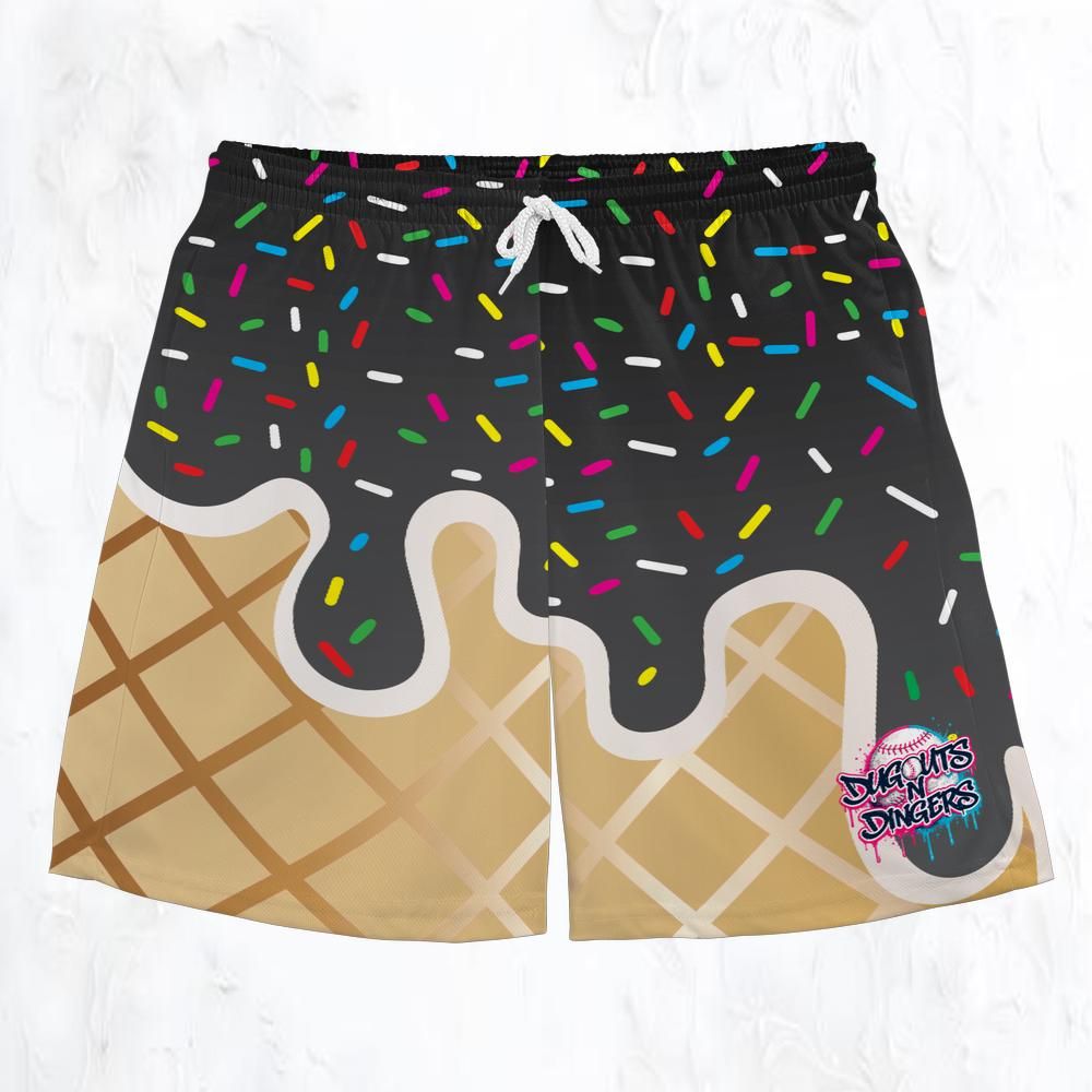 Dugouts N Dingers - Black Ice Cream - Adult Shorts