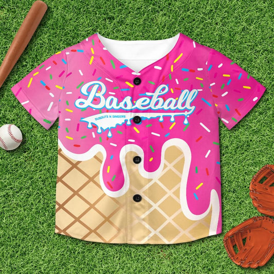 Ice Cream - Pink - Dugouts N Dingers Kids and Youth Baseball Jersey Without Piping