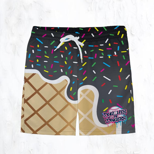 Dugouts N Dingers - Black Ice Cream - Youth Shorts