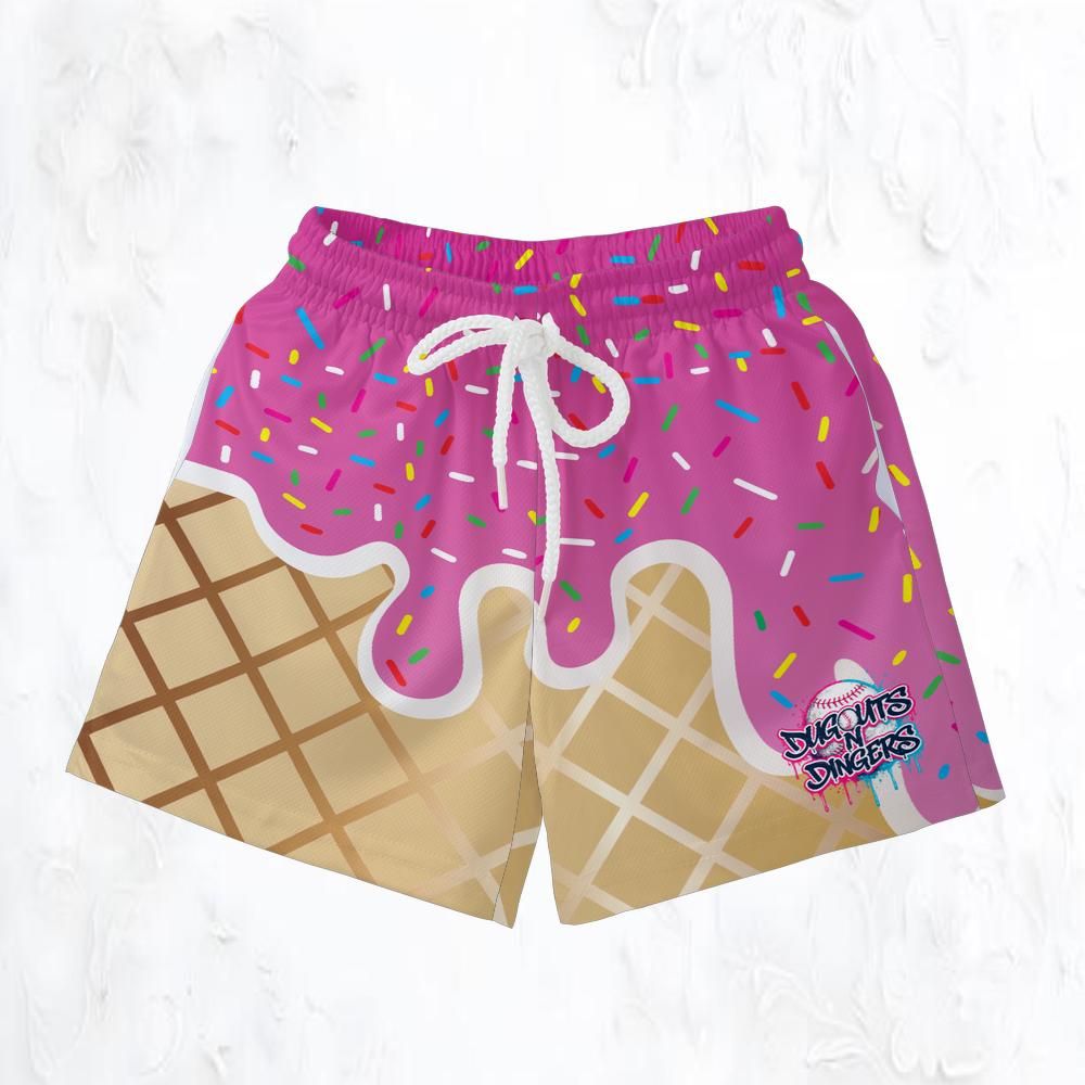 Dugouts N Dingers - Pink Ice Cream - Toddler Mesh Shorts